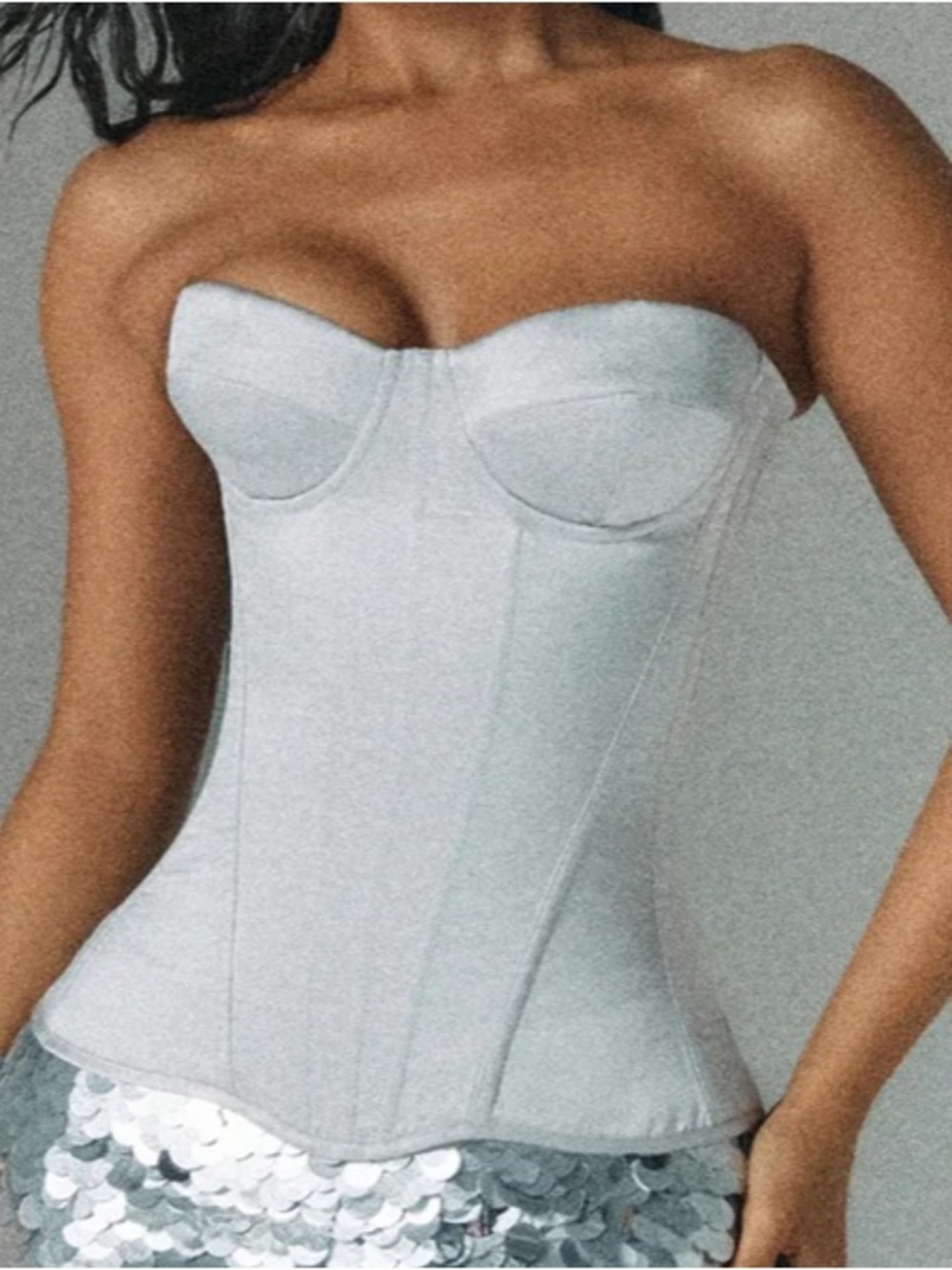 Silver Strapless Corset Top (ONLY)